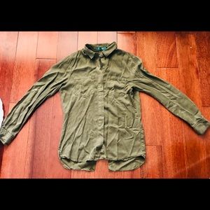 Army green button down shirt